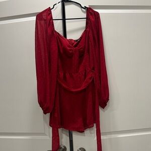 Lulu's Red Long Sleeve Romper